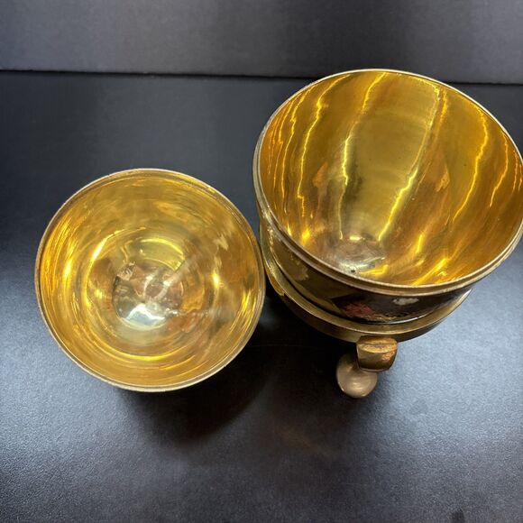 Enameled Cloisonne Brass Egg Trinket Box with Brass Stand - Picture 9 of 12